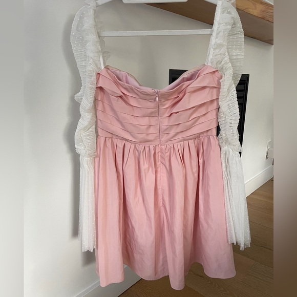 SELF-PORTRAIT | Pink Taffeta Dot Mesh Mini Dress - Picture 7 of 10